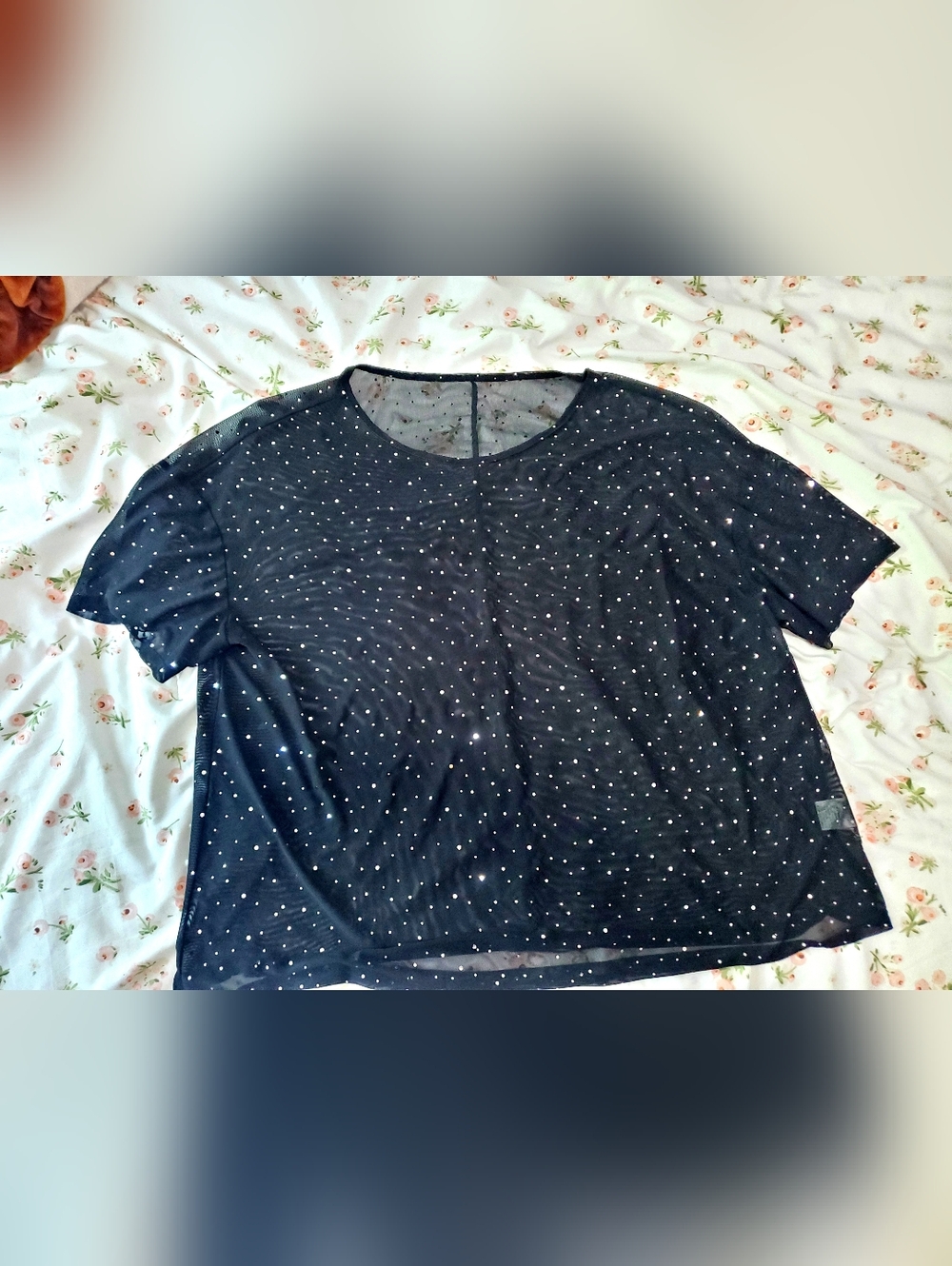 Black Sequin Sparkles Mesh Women’s Top
